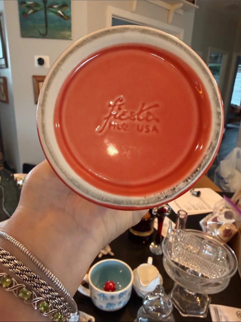 Fiesta Medium Art Deco Flaired Vase in Retired Persimmon Color.